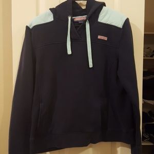 Navy and Aqua Vineyard Vines Hoodie